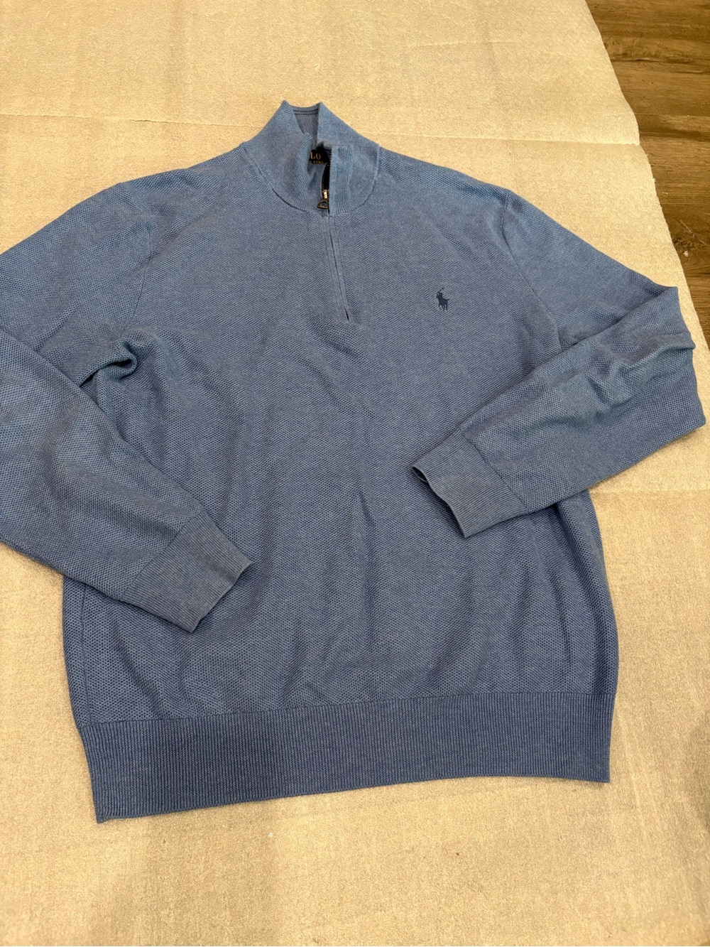 Polo by Ralph Lauren Men's Blue Quarter-Zip Cotton Sweater